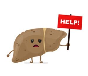 Liver with help sign
